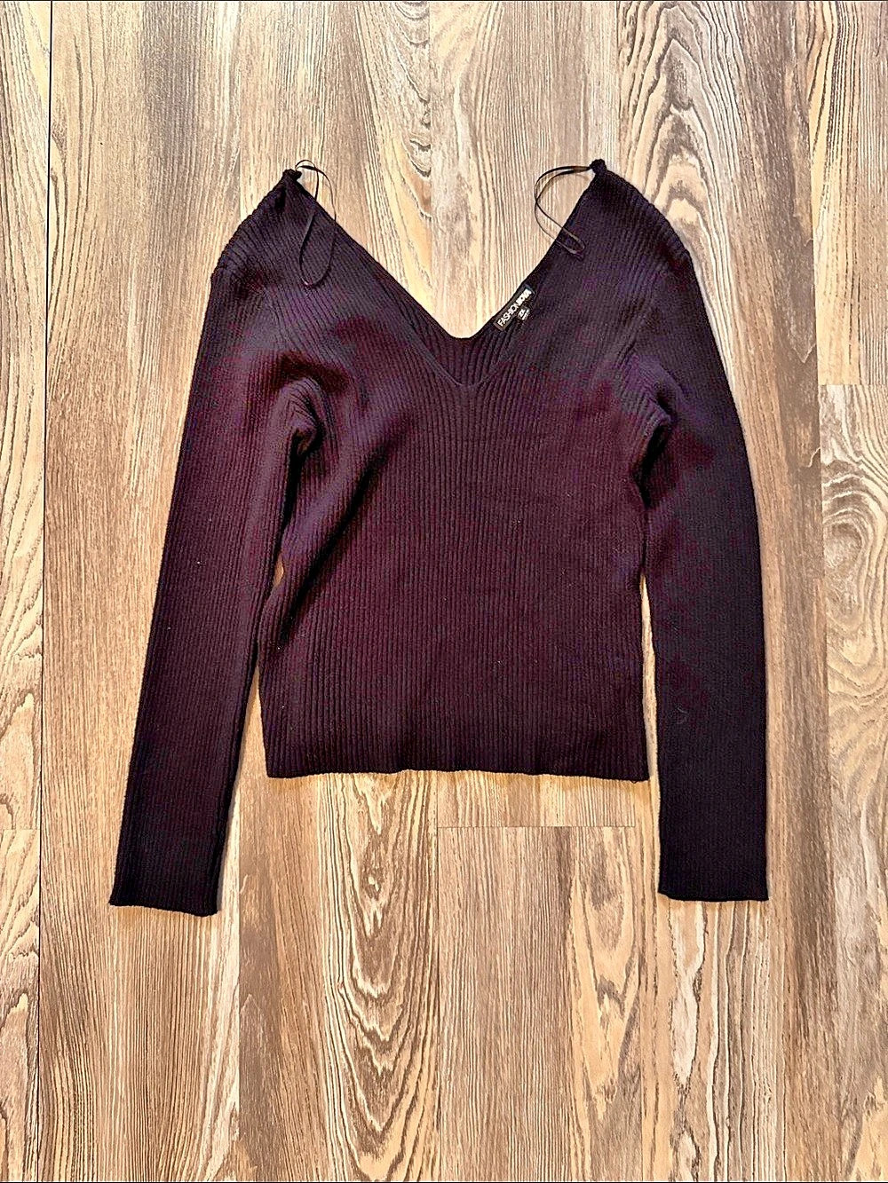 Fashion Nova Ribbed Long Sleeve Top in Black Size 2X Like New